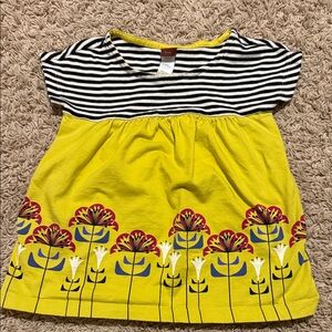 Tea Collection Yellow and Black Striped Casual Dress